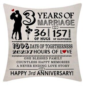 Wedding Anniversary Throw Pillow Cover 18x18 Inch - NIP